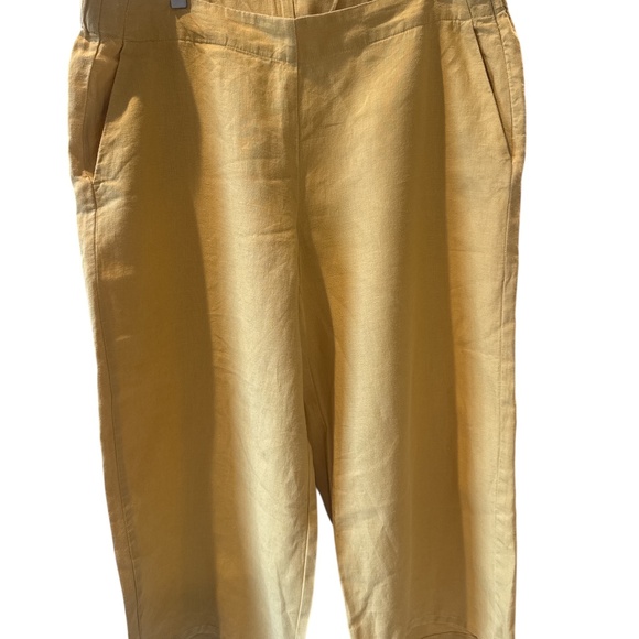 J.Jill LOVE LINEN 100% Linen Cropped Pants in Golden Sun Large Petite Yellow - Picture 2 of 11